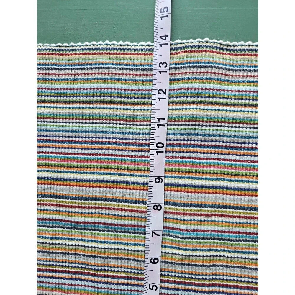 Placemat Multicolor Striped Cloth Rectangle Heavy Fabric Boho Display Colorful
